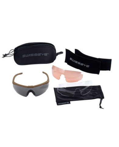 SwissEye - Okulary balistyczne Blackhawk z zestawem wizjerów - Brązowe oprawki 