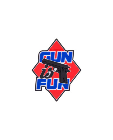 PATCH HELIKON EMBLEMAT "GUN IS FUN" - PVC - CZERWONY OD-GIF-RB-25