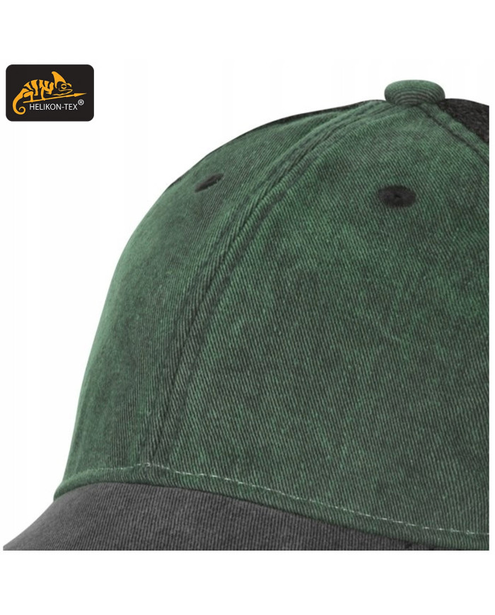 CZAPKA HELIKON TRUCKER PLAIN - WASHED COTTON - WASHED DARK GREEN/WASHED BLACK C ONE SIZE CZ-PTC-CW-1F1CC