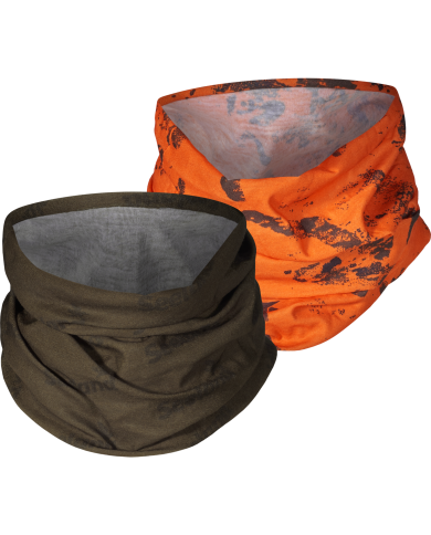 KOMIN SEELAND Neck gaiter 2-pack Pine green/InVis orange blaze, One size