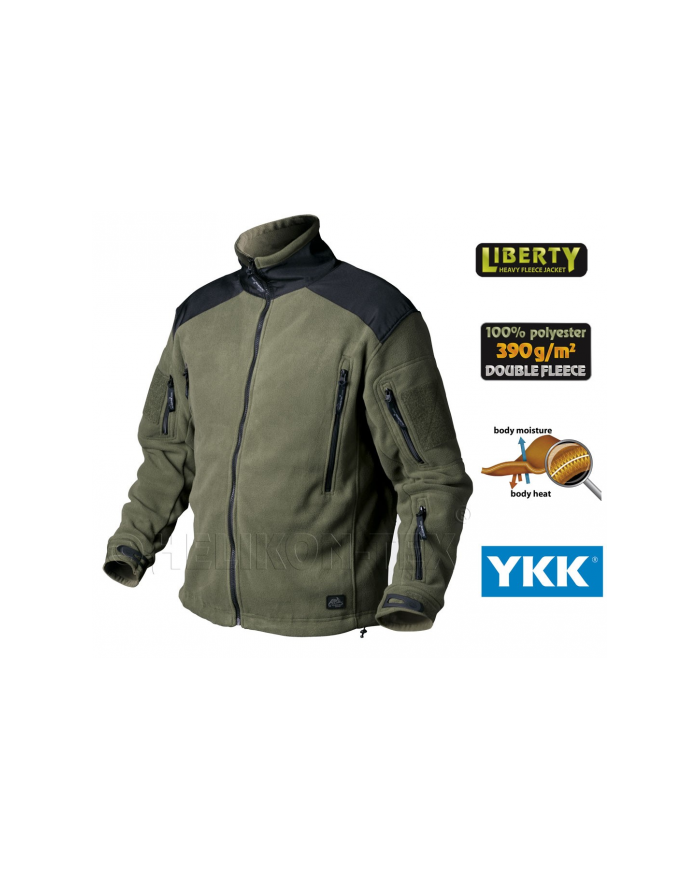 BLUZA HELIKON LIBERTY DOUBLE FLEECE OLIVE GREEN/CZARNA L/REGULAR BL-LIB-HF-16-B05