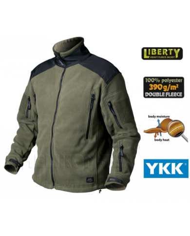 BLUZA HELIKON LIBERTY DOUBLE FLEECE OLIVE GREEN/CZARNA L/REGULAR BL-LIB-HF-16-B05