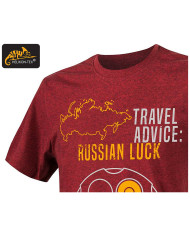 KOSZULKA HELIKON TRAVEL ADVICE : RUSSIAN LUCK MELANGE RED XL/REGULAR 
