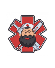 PATCH HELIKON EMBLEMAT "BEARDMAN MEDIC" - PVC - CZERWONY OD-BMM-RB-25