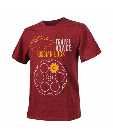 KOSZULKA HELIKON TRAVEL ADVICE : RUSSIAN LUCK MELANGE RED L/REGULAR 
