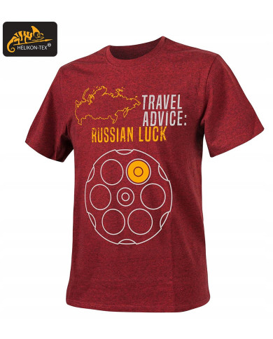 KOSZULKA HELIKON TRAVEL ADVICE : RUSSIAN LUCK MELANGE RED L/REGULAR 
