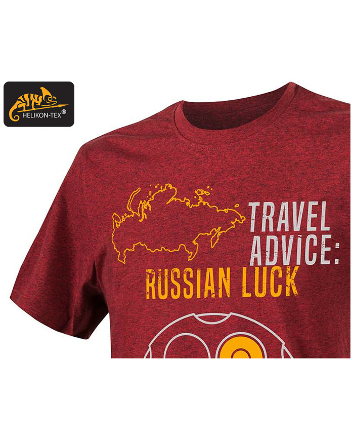 KOSZULKA HELIKON TRAVEL ADVICE : RUSSIAN LUCK MELANGE RED L/REGULAR 
