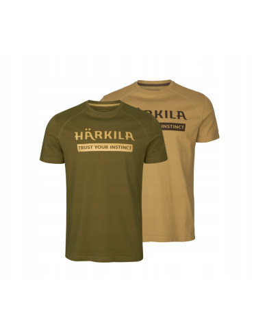 KOSZULKA HARKILA LOGO T-SHIRT 2-PACK ANTIQUE SAND/DARK OLIVE L