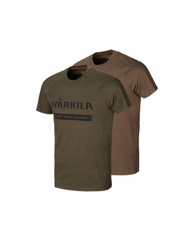 KOSZULKA HARKILA LOGO T-SHIRT 2-PACK WILLOW GREEN/SLATE BROWN XXL